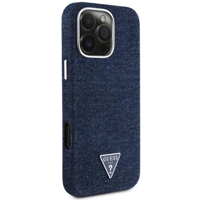 Guess - Guess iPhone 16 Pro Max Mobilskal MagSafe Denim Triangle - Blå