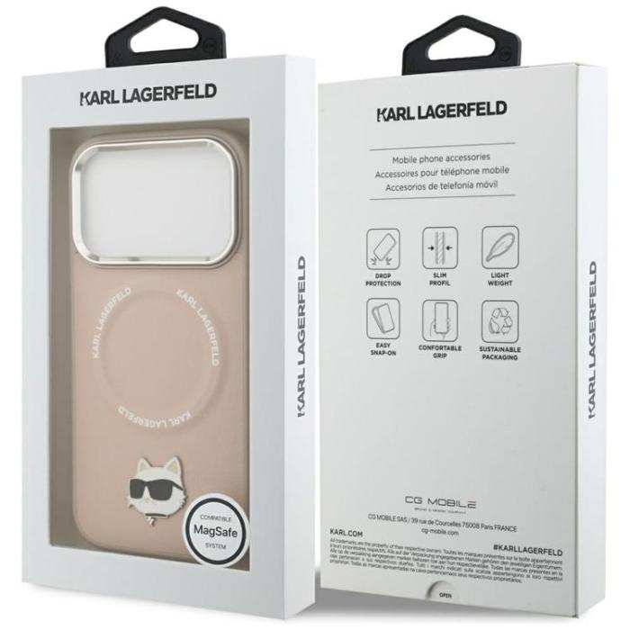 KARL LAGERFELD - Karl Lagerfeld iPhone 17 Pro Mobilskal MagSafe Choupette Pin - Rosa