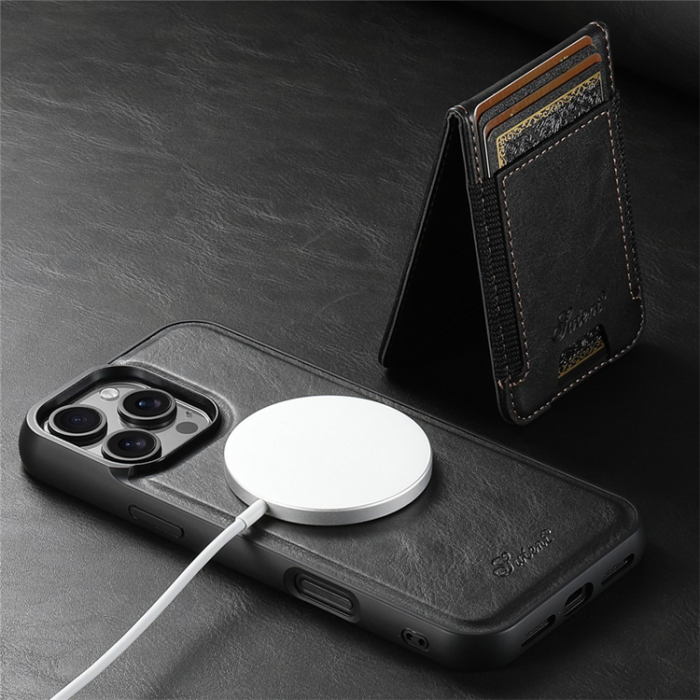 SUTENI - SUTENI iPhone 16 Pro Mobilskal MagSafe Korthållare H17 - Svart