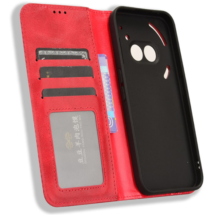A-One Brand - Nothing Phone (2a) Plus Plånboksfodral Retro Kickstand - Röd