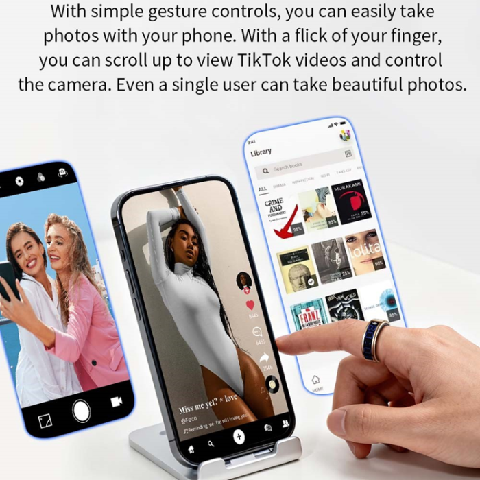 A-One Brand - Digital Display Smart Ring med Laddningsfodral SR16 - Guld