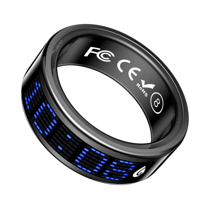 A-One Brand - Digital Display Smart Ring med Laddningsfodral SR16 - Svart