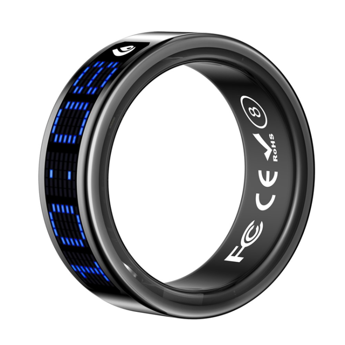 A-One Brand - Digital Display Smart Ring med Laddningsfodral SR16 - Svart