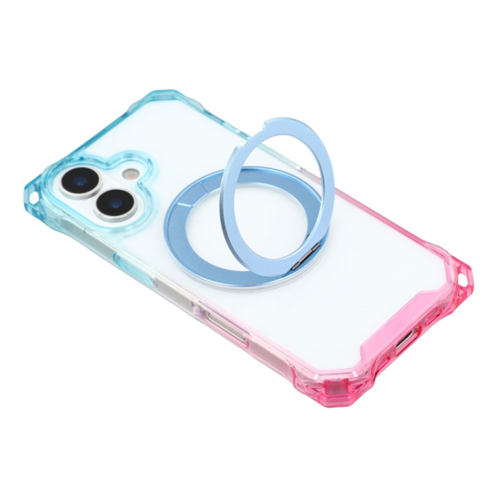 A-One Brand - iPhone 17 Mobilskal MagSafe Ring Kickstand - Blå / Rosa