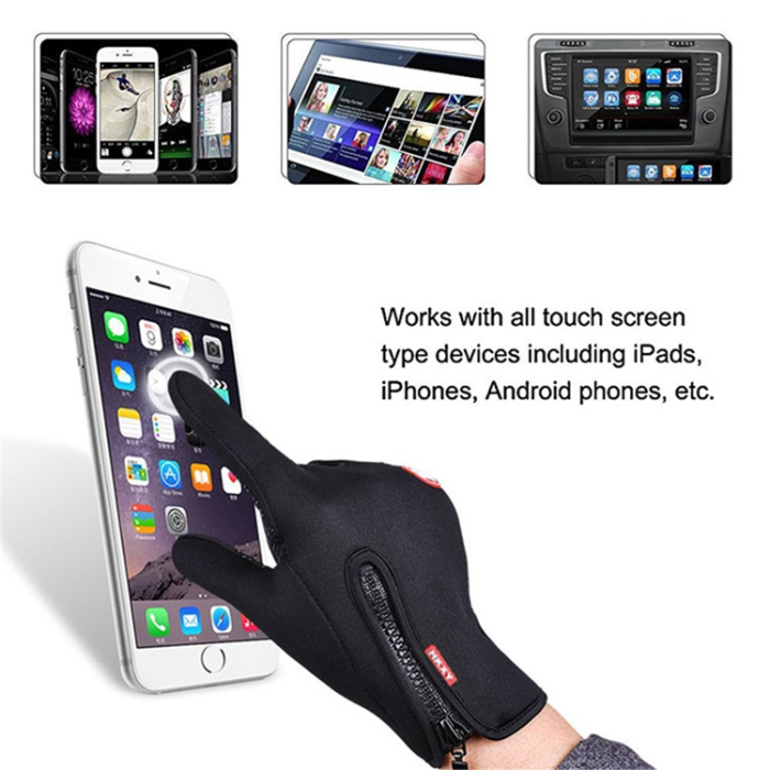 A-One Brand - Touchvantar Handskar med Halkfritt Grepp Vindtäta - Svart / XL