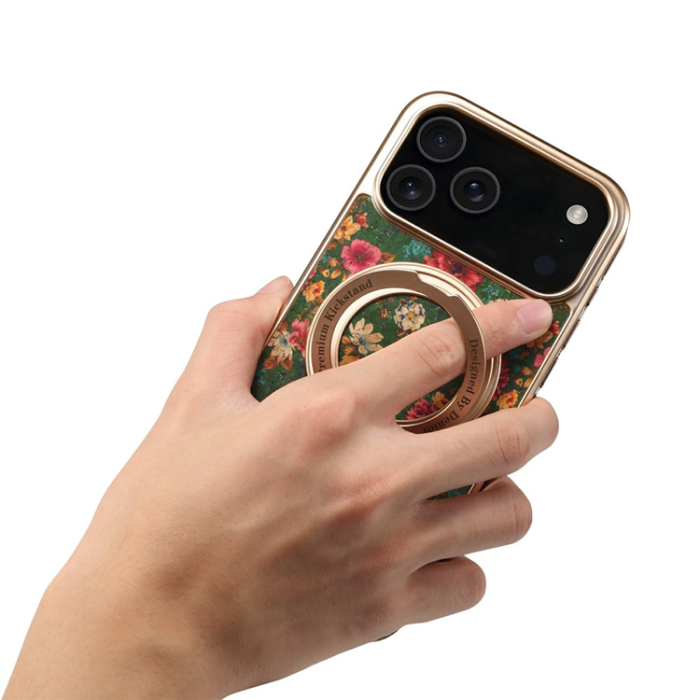 A-One Brand - iPhone 17 Pro Mobilskal MagSafe Electroplated Floral A22 - Grön