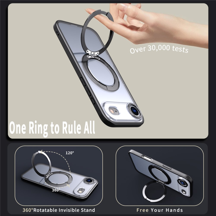 A-One Brand - iPhone Air Mobilskal Ring Kickstand TPU PC Clear - Svart