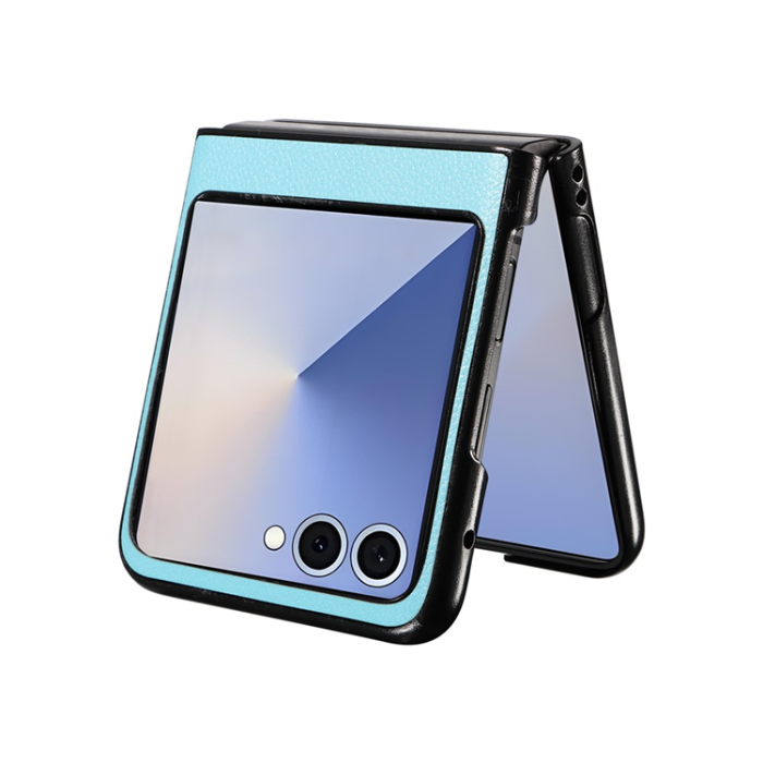 A-One Brand - Galaxy Z Flip 7 Mobilskal Litchi Texture Läder - Babyblå