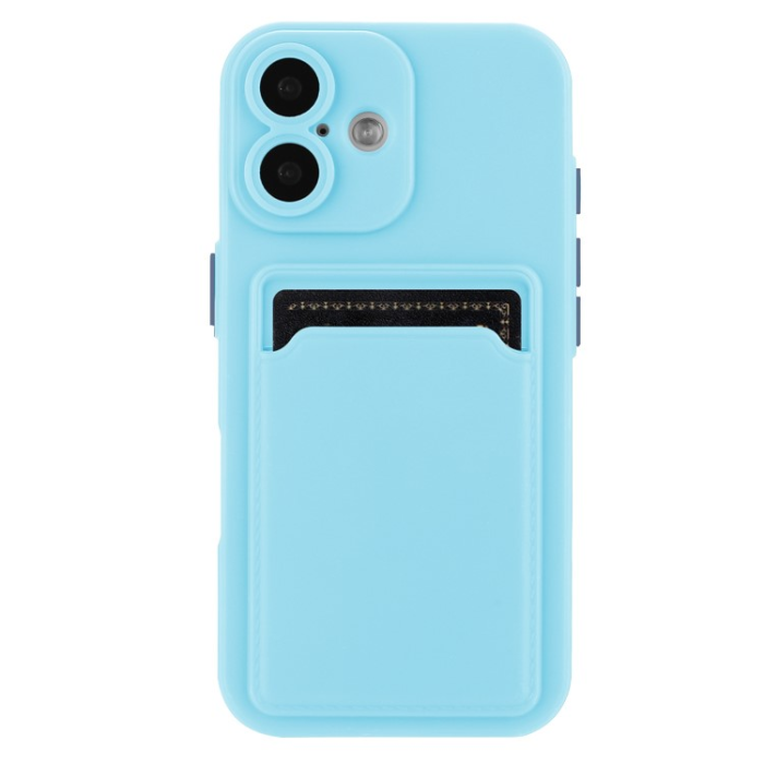 A-One Brand - iPhone 16 Mobilskal Korthållare TPU - Himmelsblå