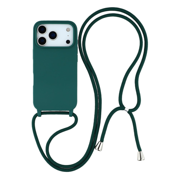 A-One Brand - iPhone 17 Pro Max Mobilskal TPU Shockproof med Lanyard - Mörkgrön