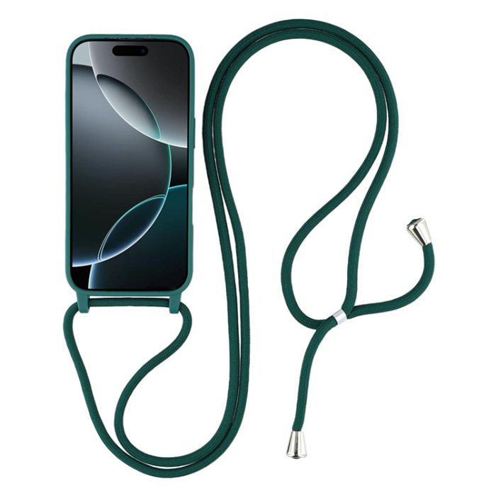 A-One Brand - iPhone 17 Pro Max Mobilskal TPU Shockproof med Lanyard - Mörkgrön