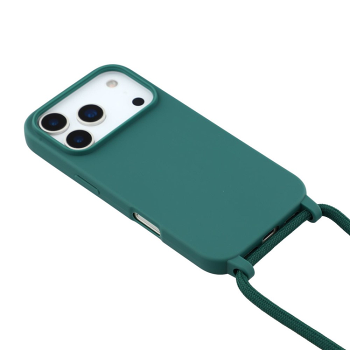 A-One Brand - iPhone 17 Pro Max Mobilskal TPU Shockproof med Lanyard - Mörkgrön