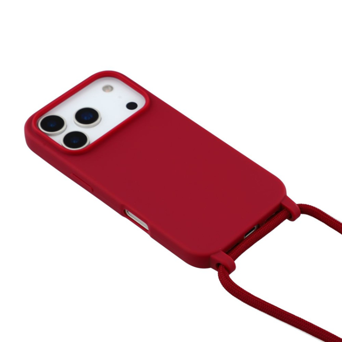 A-One Brand - iPhone 17 Pro Max Mobilskal TPU Shockproof med Lanyard - Mörkröd
