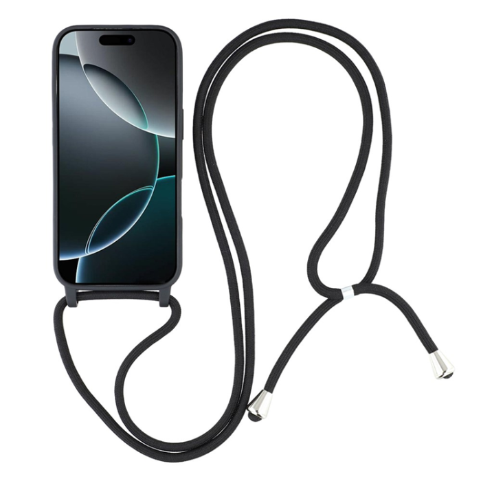 A-One Brand - iPhone 17 Pro Max Mobilskal TPU Shockproof med Lanyard - Svart
