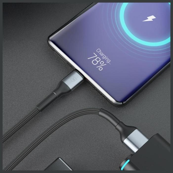 3MK - 3MK USB-A till USB-C 18W kabel 9V/2A 1m N-SERIES Hyper - Svart