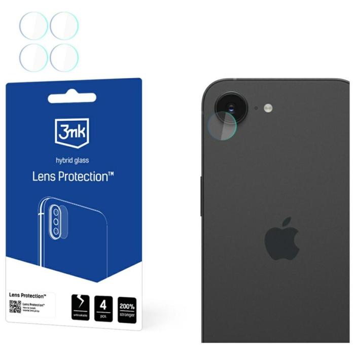 3MK - [4-Pack] 3MK iPhone 16e Kameralinsskydd Hybrid Glas