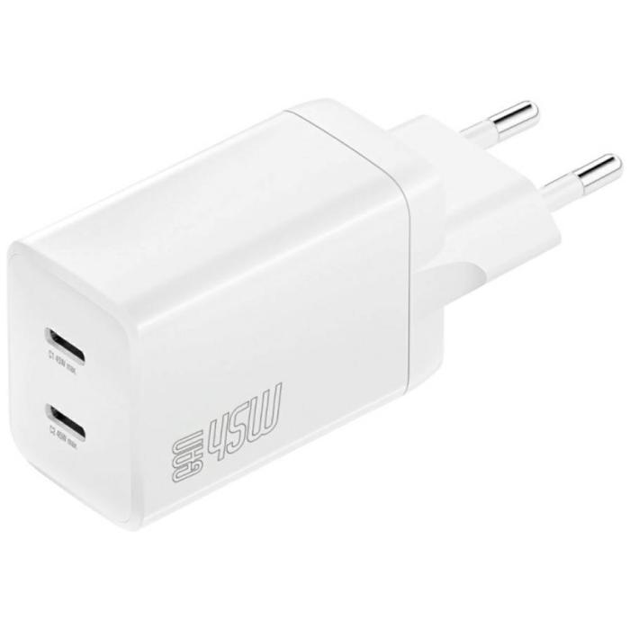 4smarts - 4smarts Väggladdare PDPlug Dual 45W GaN 2xUSB-C – Vit