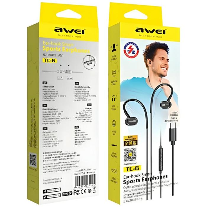 Awei - AWEI TC-6 Hörlurar stereo USB-C - Svart