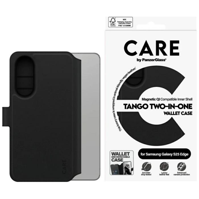 PanzerGlass - CARE PanzerGlass Galaxy S25 Edge Plånboksfodral Tango QI - Svart