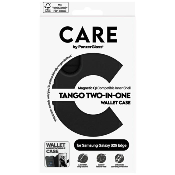 PanzerGlass - CARE PanzerGlass Galaxy S25 Edge Plånboksfodral Tango QI - Svart