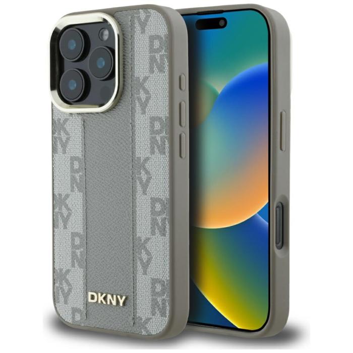DKNY - DKNY iPhone 16 Pro Mobilskal MagSafe Checkered Pattern - Beige