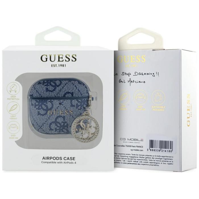 Guess - Guess AirPods 4 Skal 4G Strass Charm - Blå