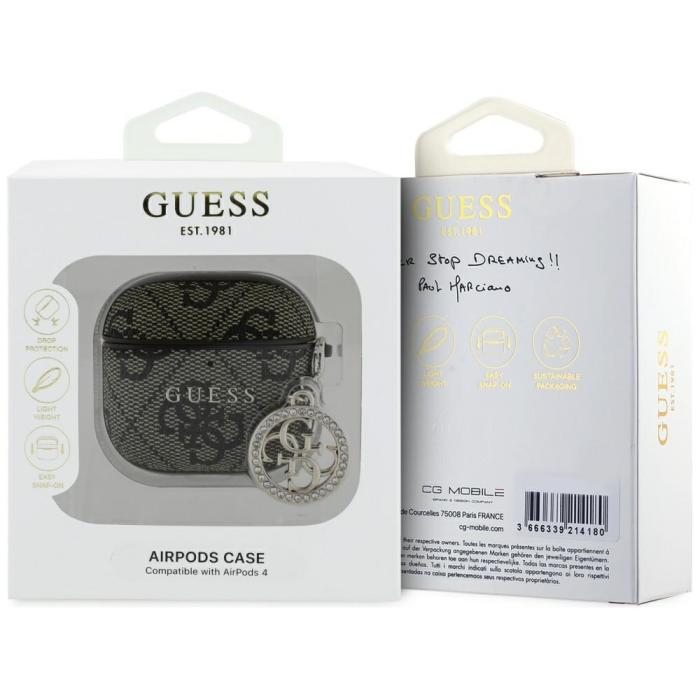 Guess - Guess AirPods 4 Skal 4G Strass Charm - Brun