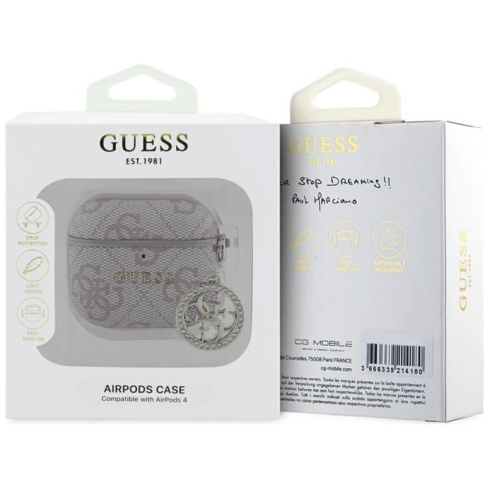 Guess - Guess AirPods 4 Skal 4G Strass Charm - Rosa