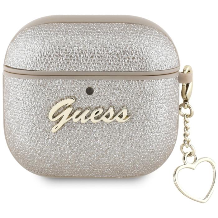 Guess - Guess AirPods 4 Skal Metallic Script Charm - Guld