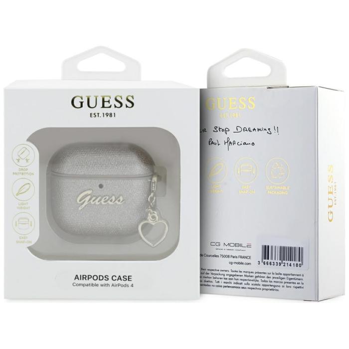 Guess - Guess AirPods 4 Skal Metallic Script Charm - Guld