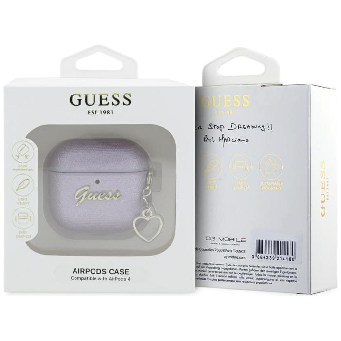 Guess - Guess AirPods 4 Skal Metallic Script Charm - Lila