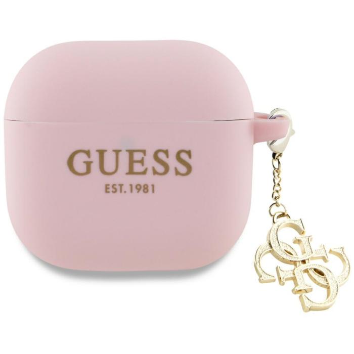Guess - Guess AirPods 4 Skal Silikon 4G Charm - Rosa