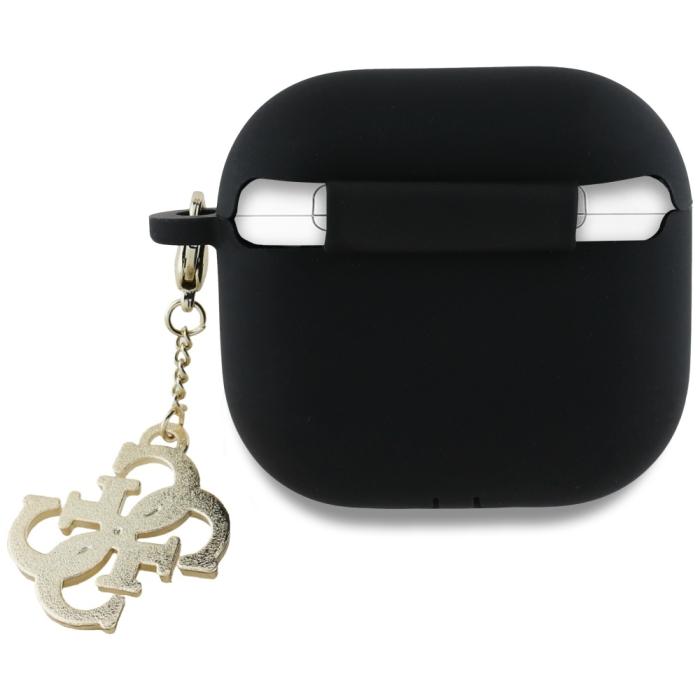 Guess - Guess AirPods 4 Skal Silikon 4G Charm - Svart