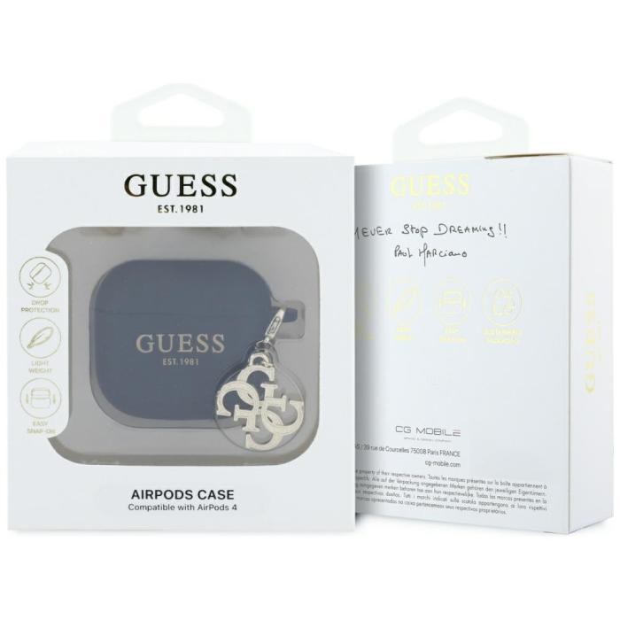 Guess - Guess AirPods 4 Skal Silikon 4G Charm - Svart