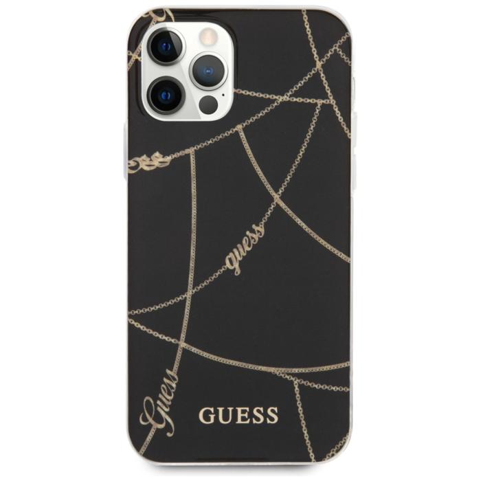 Guess - Guess iPhone 12 Pro Mobilskal MagSafe Gold Chain Collection - Svart