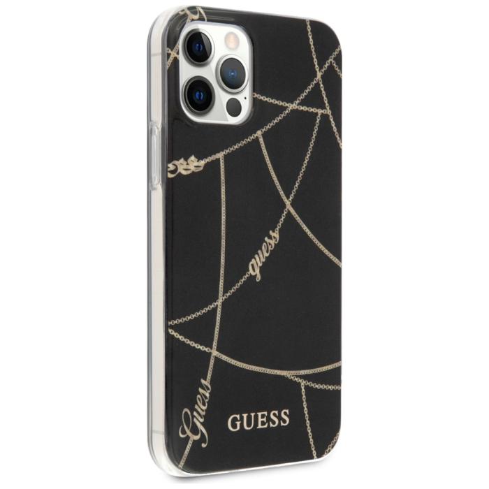 Guess - Guess iPhone 12 Pro Mobilskal MagSafe Gold Chain Collection - Svart