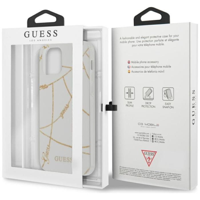 Guess - Guess iPhone 12 Pro Mobilskal MagSafe Gold Chain Collection - Vit