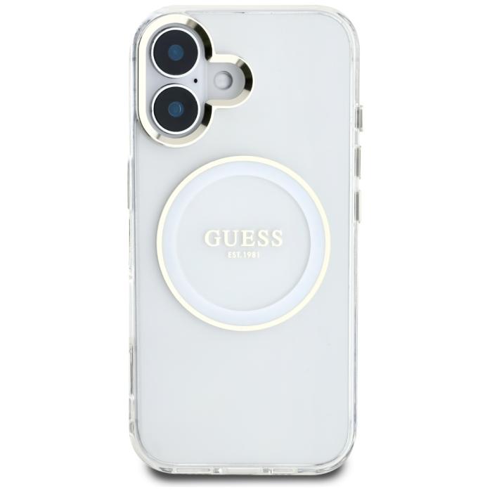 Guess - Guess iPhone 16 Mobilskal MagSafe IML Metal Colored Circle - Vit