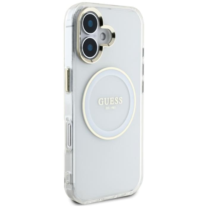 Guess - Guess iPhone 16 Mobilskal MagSafe IML Metal Colored Circle - Vit