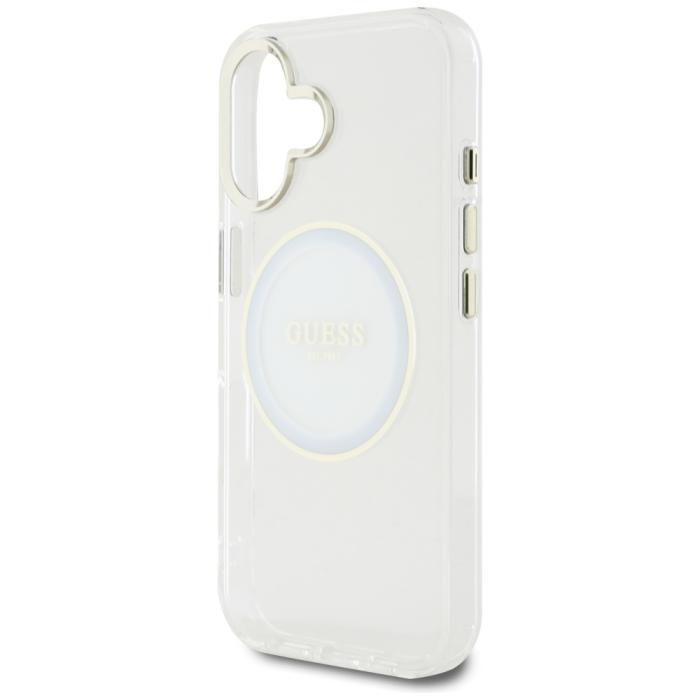 Guess - Guess iPhone 16 Mobilskal MagSafe IML Metal Colored Circle - Vit