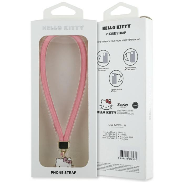 Hello Kitty - Hello Kitty Mobilrem Nylon Cord Kitty Head Charm – Rosa