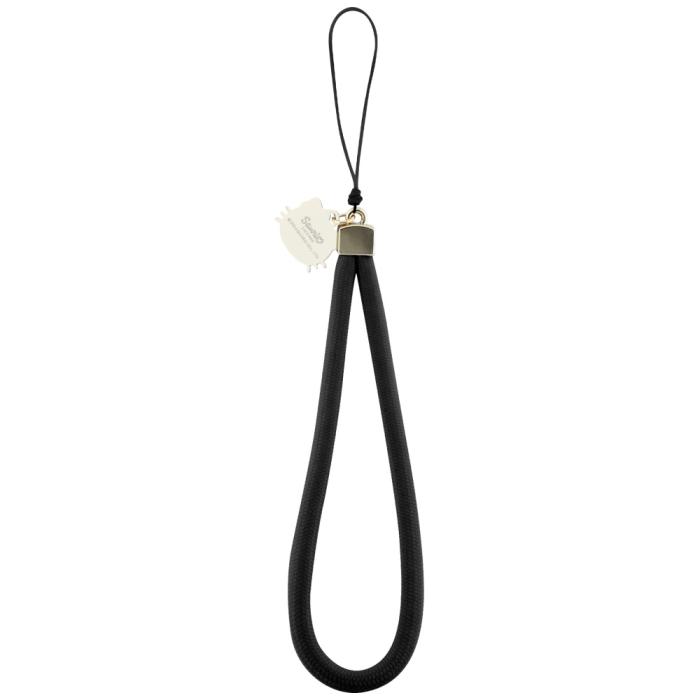 Hello Kitty - Hello Kitty Mobilrem Nylon Cord Kitty Head Charm – Svart