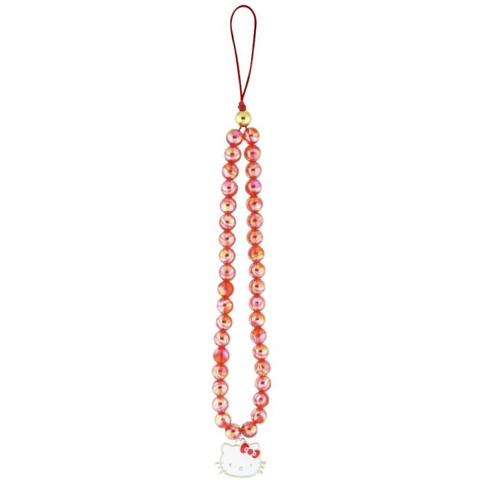 Hello Kitty - Hello Kitty Mobilrem Pearls Kitty Head Charm – Röd