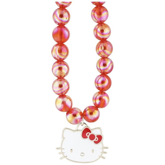 Hello Kitty - Hello Kitty Mobilrem Pearls Kitty Head Charm – Röd