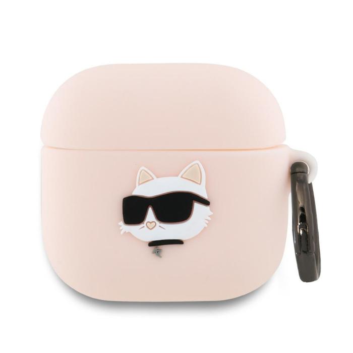 KARL LAGERFELD - Karl Lagerfeld AirPods 4 Silikonskal Choupette Head 3D - Rosa