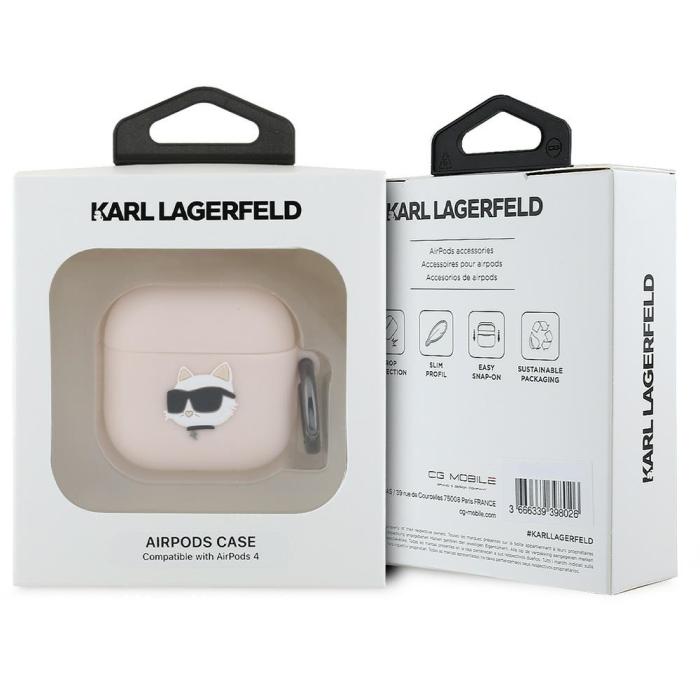 KARL LAGERFELD - Karl Lagerfeld AirPods 4 Silikonskal Choupette Head 3D - Rosa