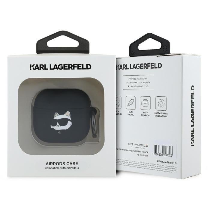 KARL LAGERFELD - Karl Lagerfeld AirPods 4 Silikonskal Choupette Head 3D - Svart