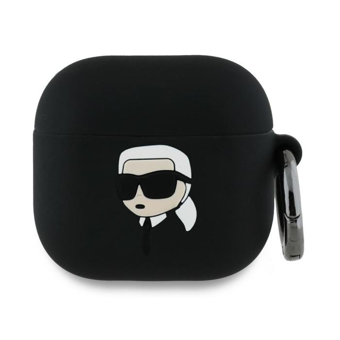 KARL LAGERFELD - Karl Lagerfeld AirPods 4 Silikonskal Karl Head 3D - Svart