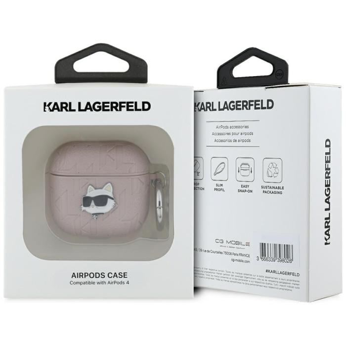 KARL LAGERFELD - Karl Lagerfeld AirPods 4 Skal Monogram Choupette Head - Rosa