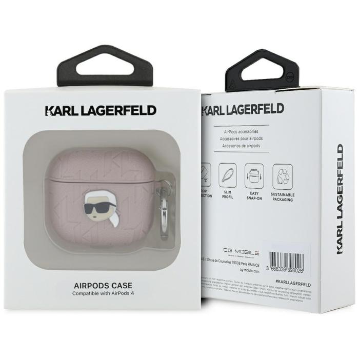 KARL LAGERFELD - Karl Lagerfeld AirPods 4 Skal Monogram Karl Head - Rosa